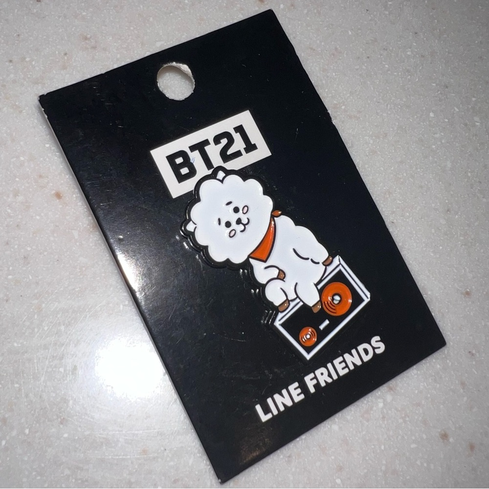 BTS Universtar BT21 Line Friends Badges RJ Rubber Pin Pinback NWT Hot Topic